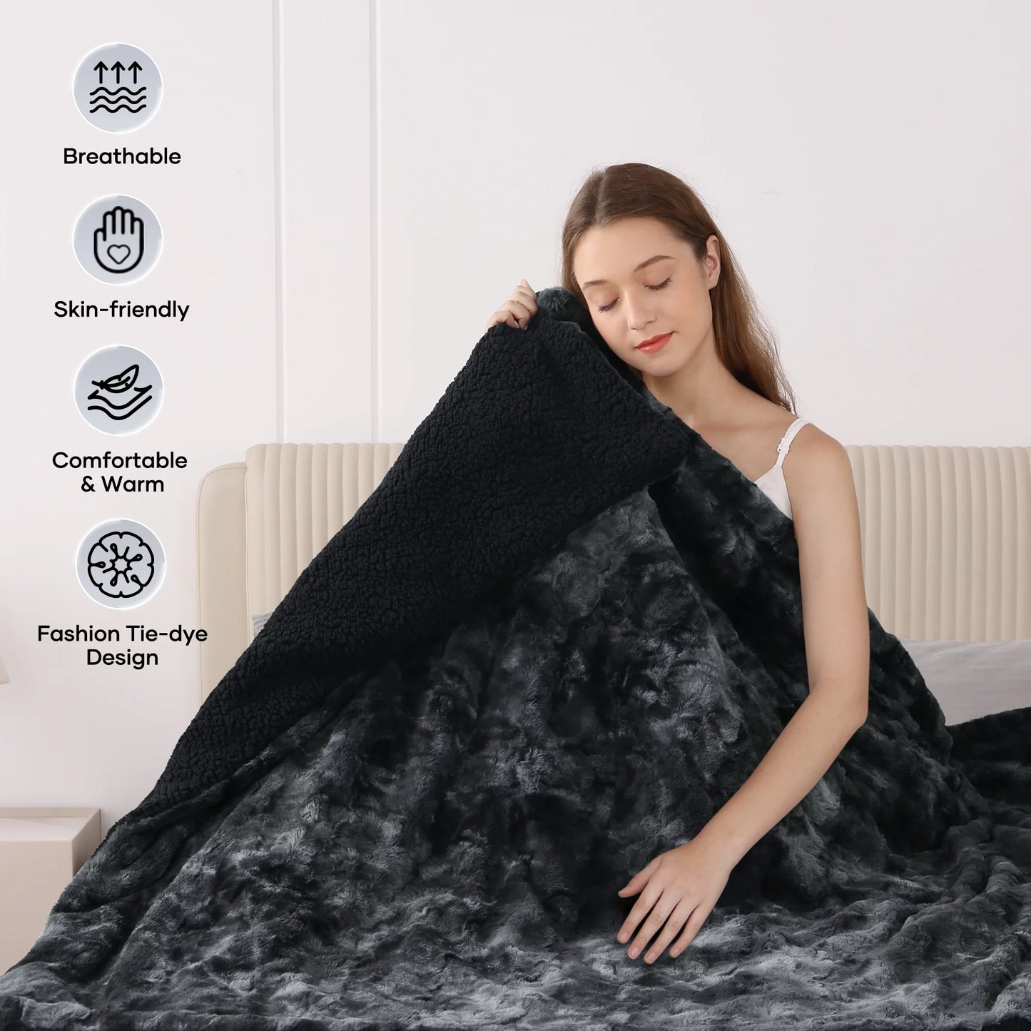 CoZ™ Electric Throw Blanket 50" X 60" - Tie-Dye Black