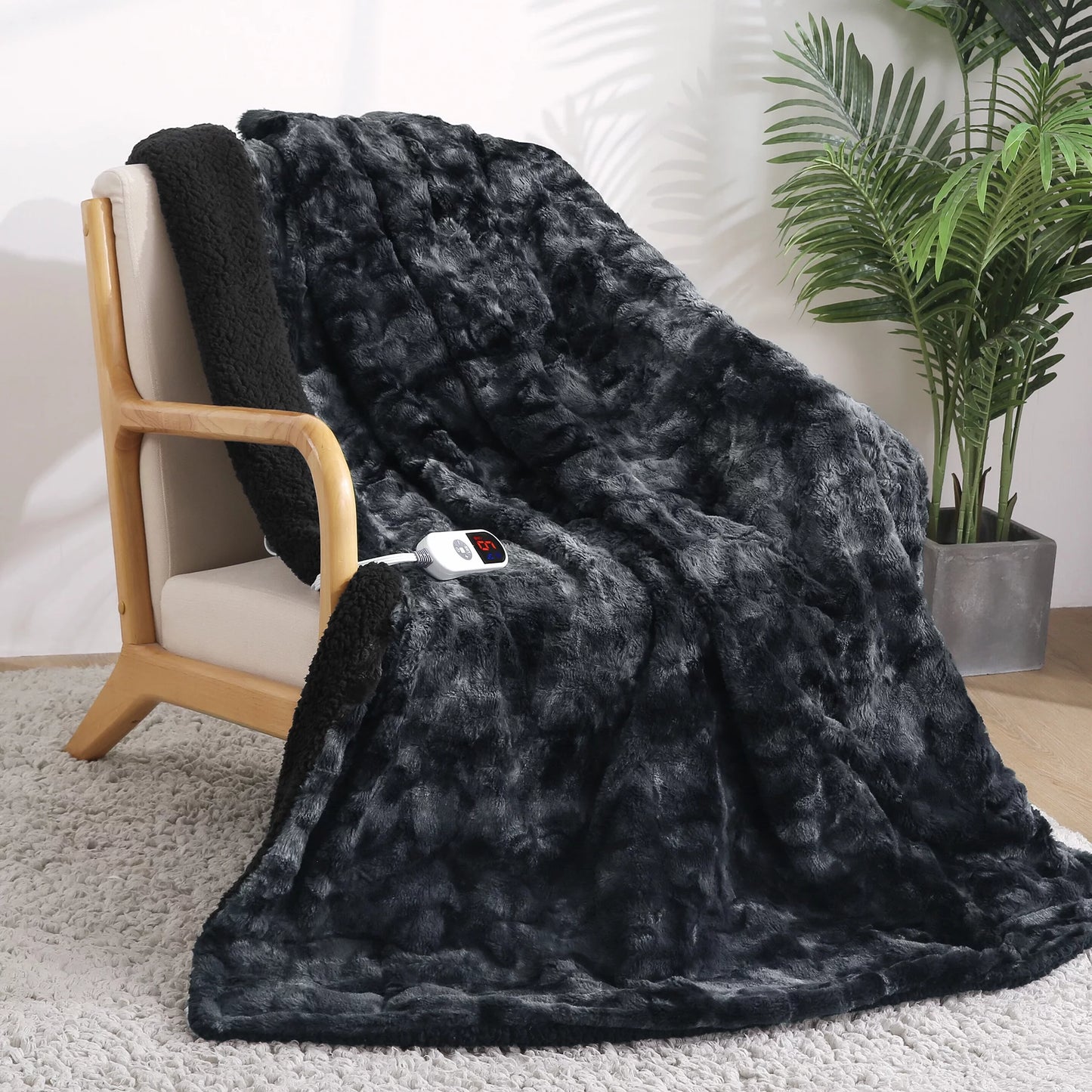 CoZ™ Electric Throw Blanket 50" X 60" - Tie-Dye Black