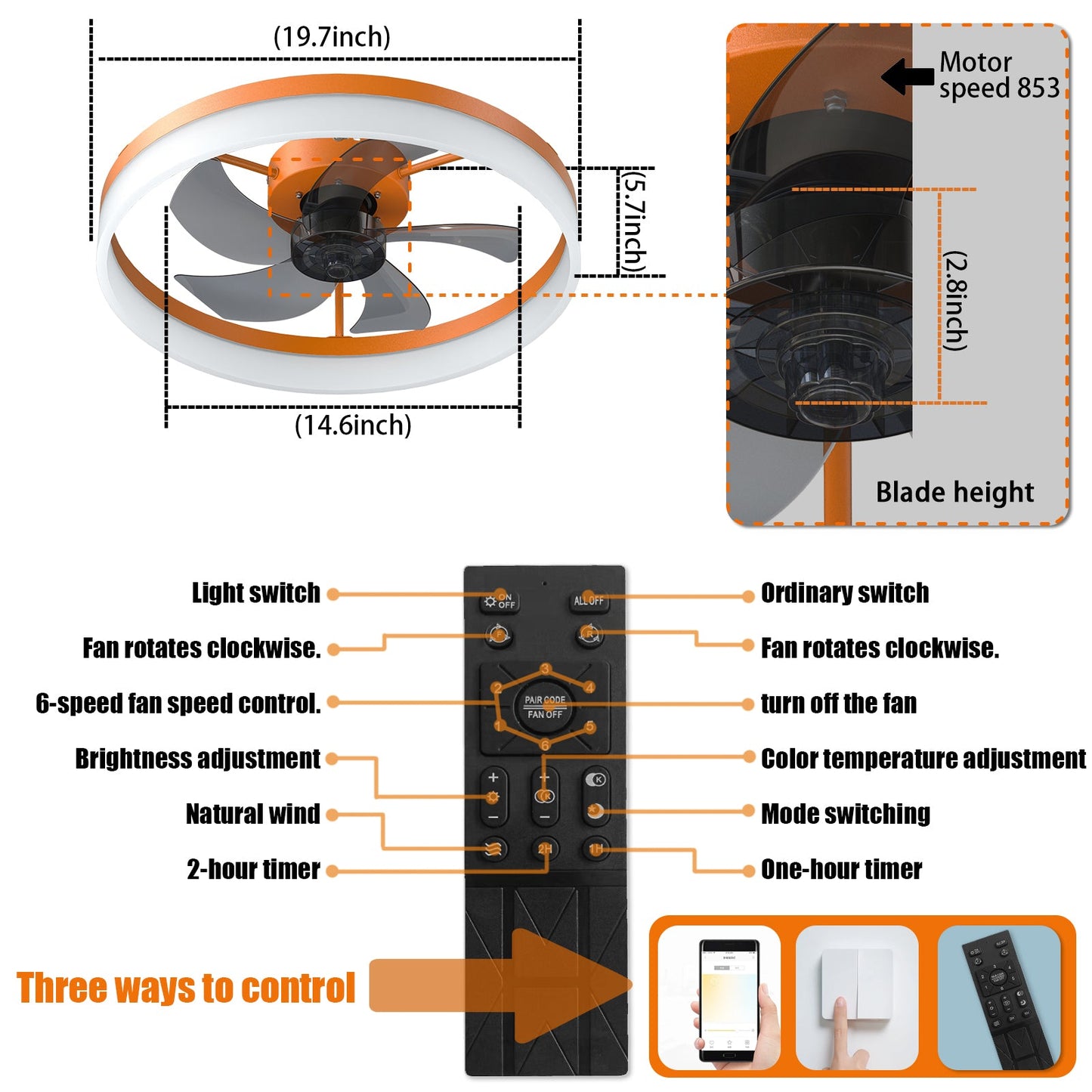 Ceiling Fan with Dimmable Lights