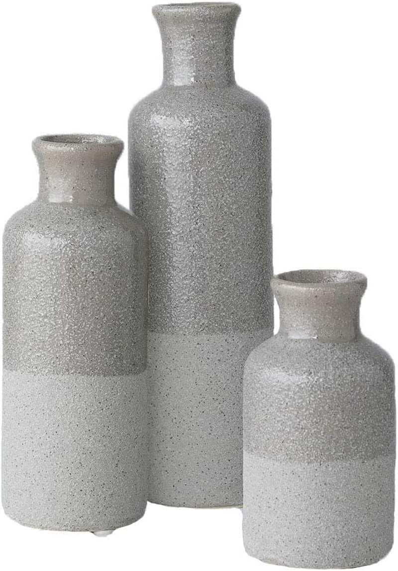 3/Pcs - Ceramic Gray Vase Set