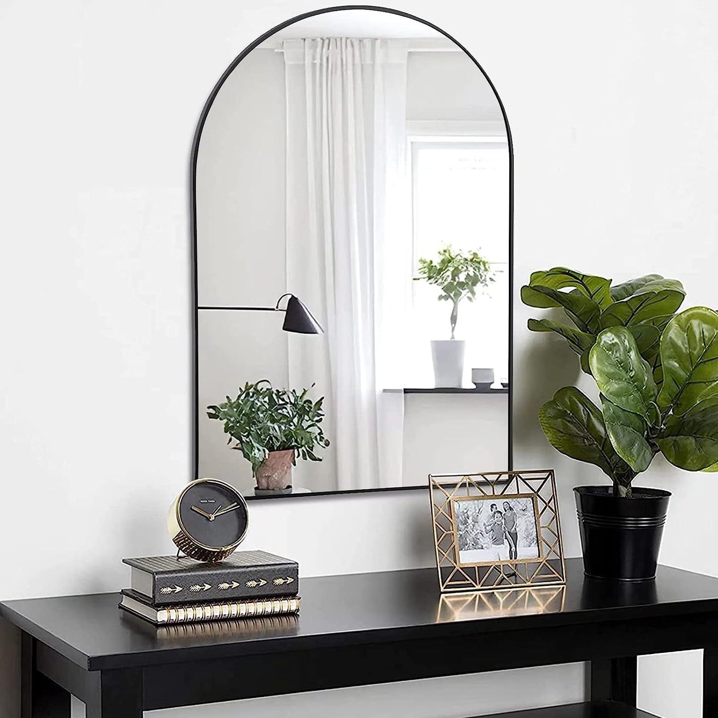 Black 20x30 Inch Metal Arch Mirror